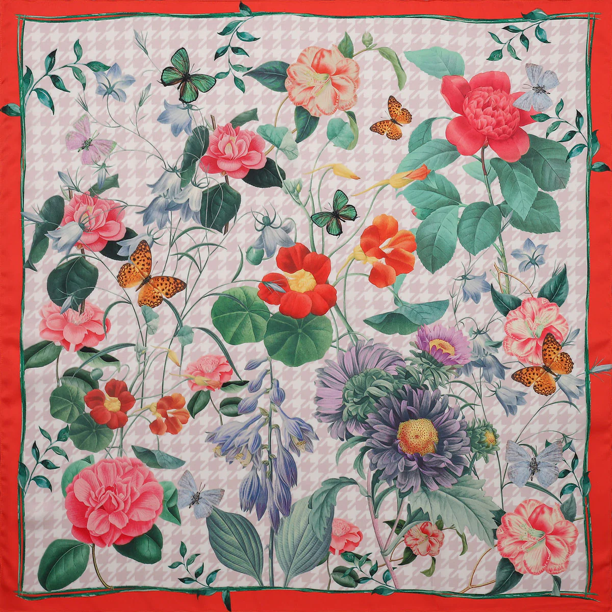 Blooming Houndstooth Silk Square Scarf - Image 4
