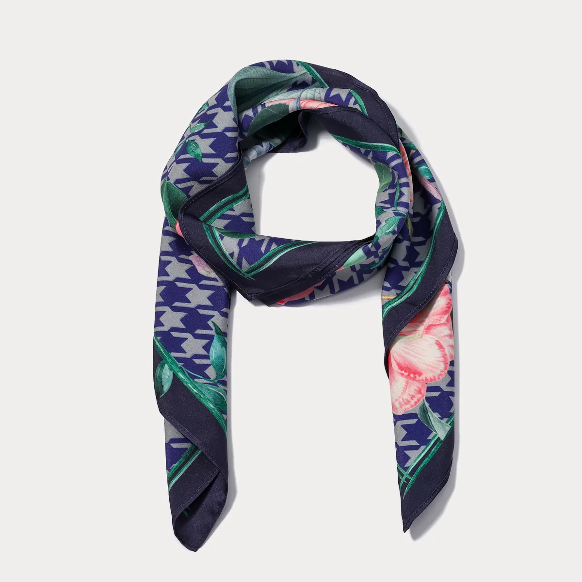 Blooming Houndstooth Silk Square Scarf - Image 3