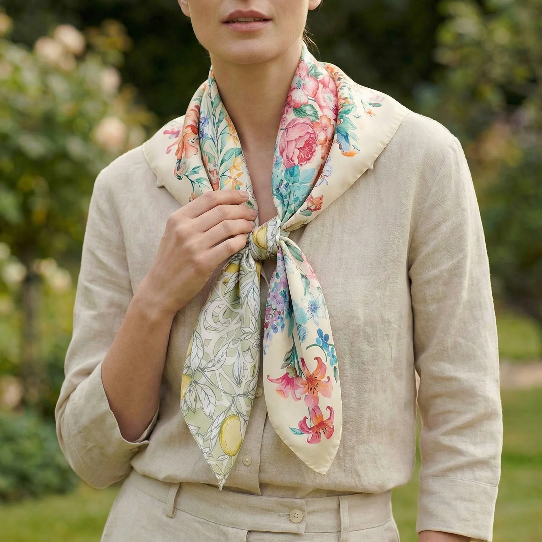 Blooming Silk Square Scarf - Image 3