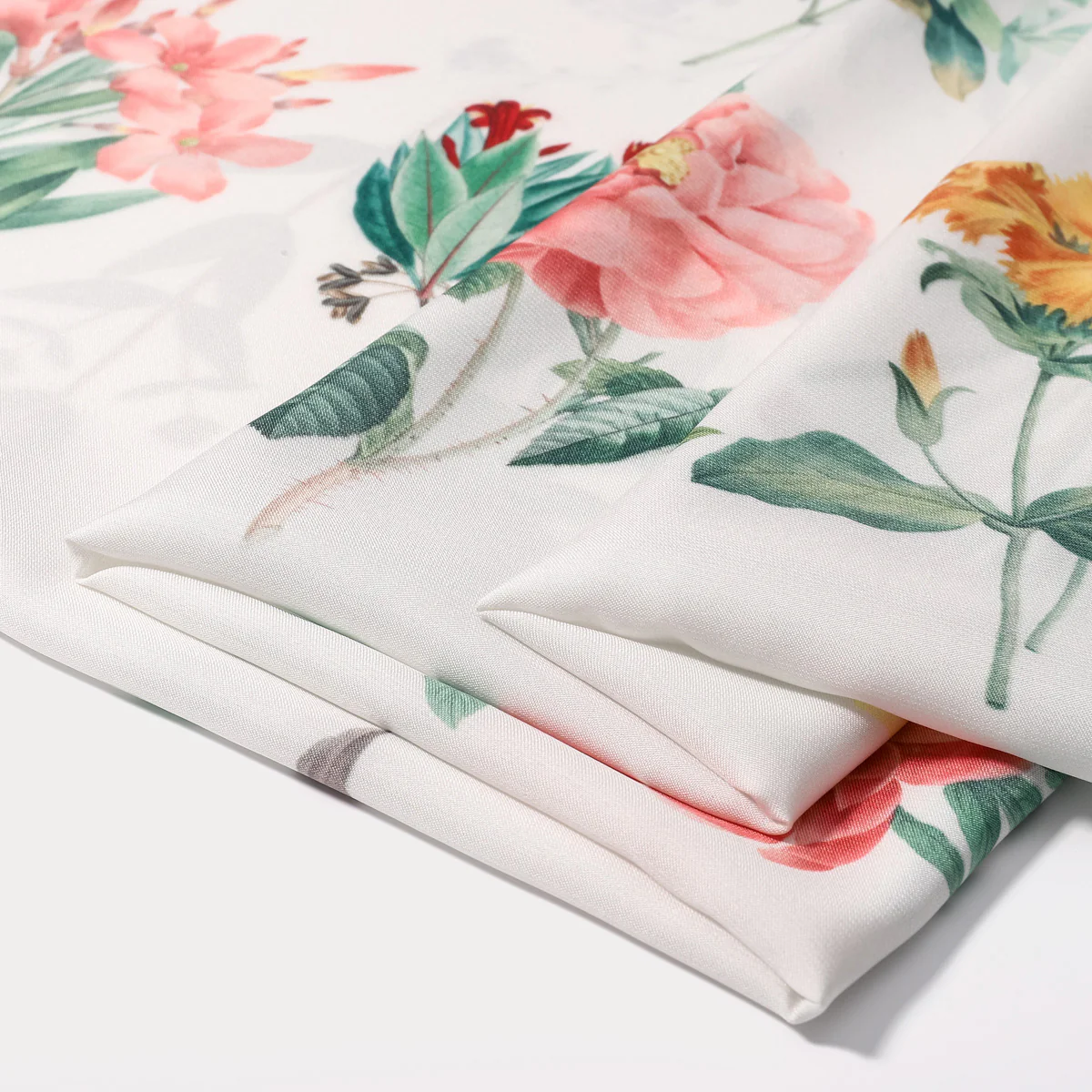 Flower Illustration Silk Square Scarf - Image 4