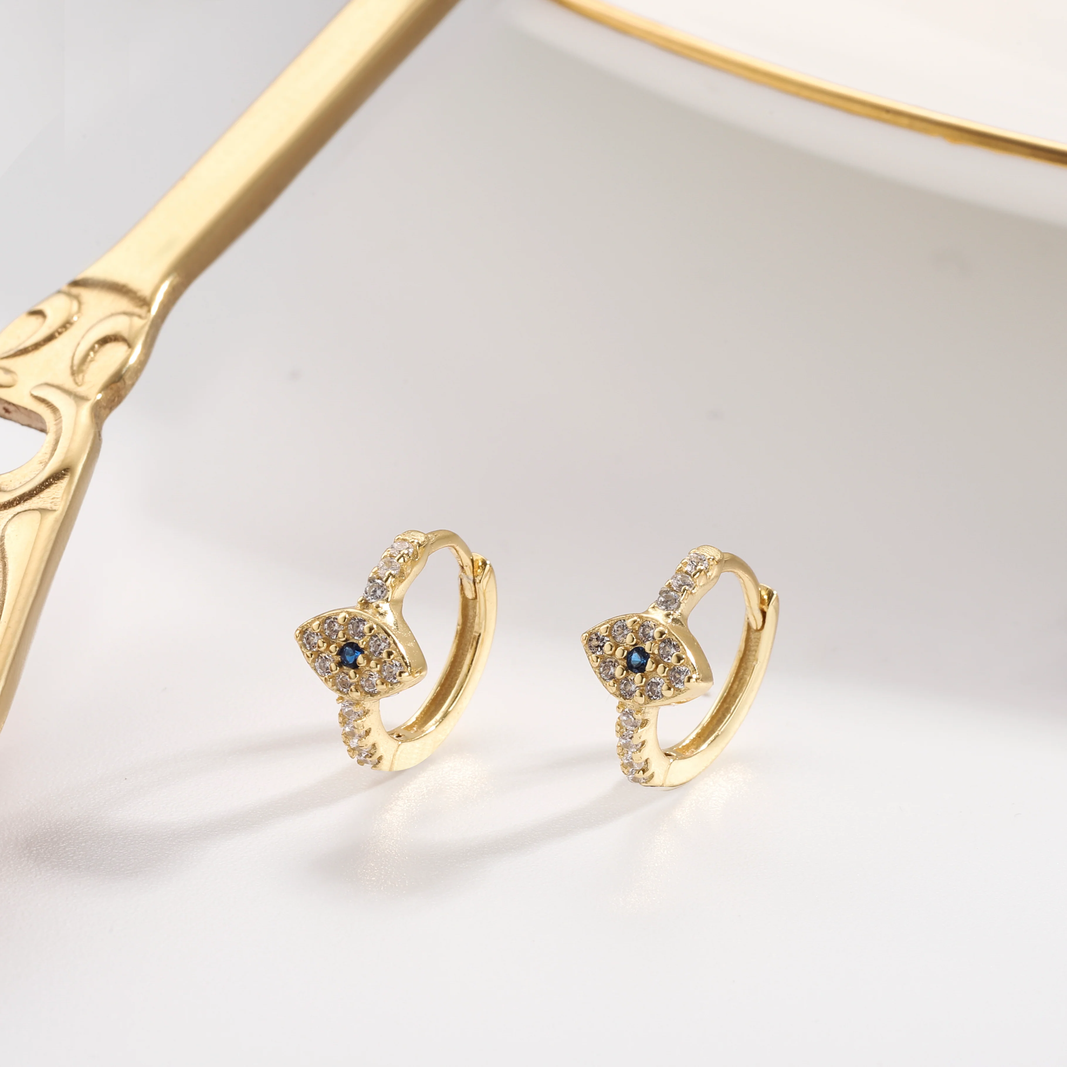Sapphire Eyes Diamond Hoops Earrings - Image 7
