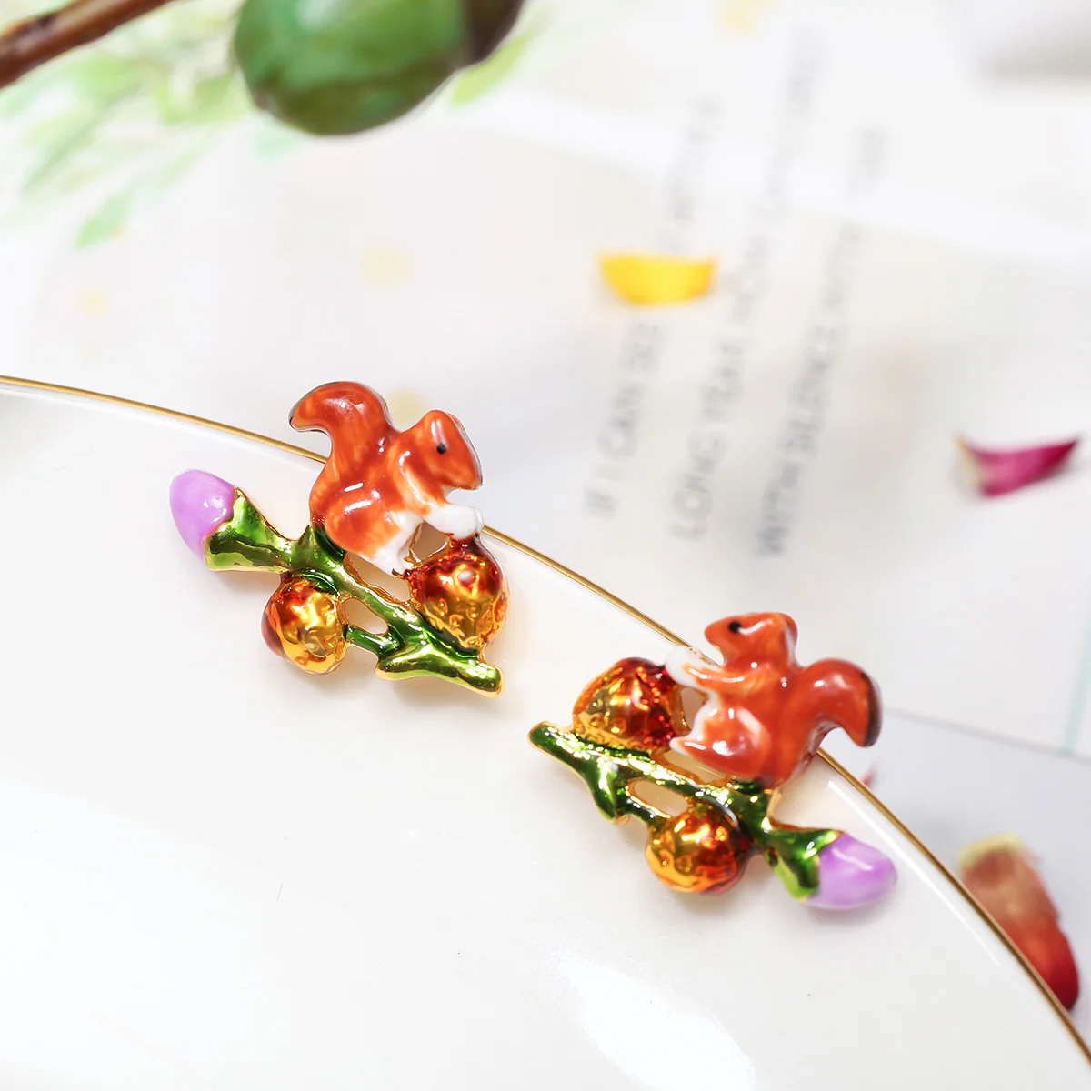 Squirrel Enamel Earrings - Image 5